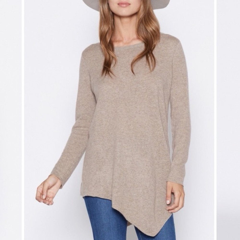 Joie Wool Cashmere Tambrel Sweater Womens Large Brown Long Sleeve Asymmetrical